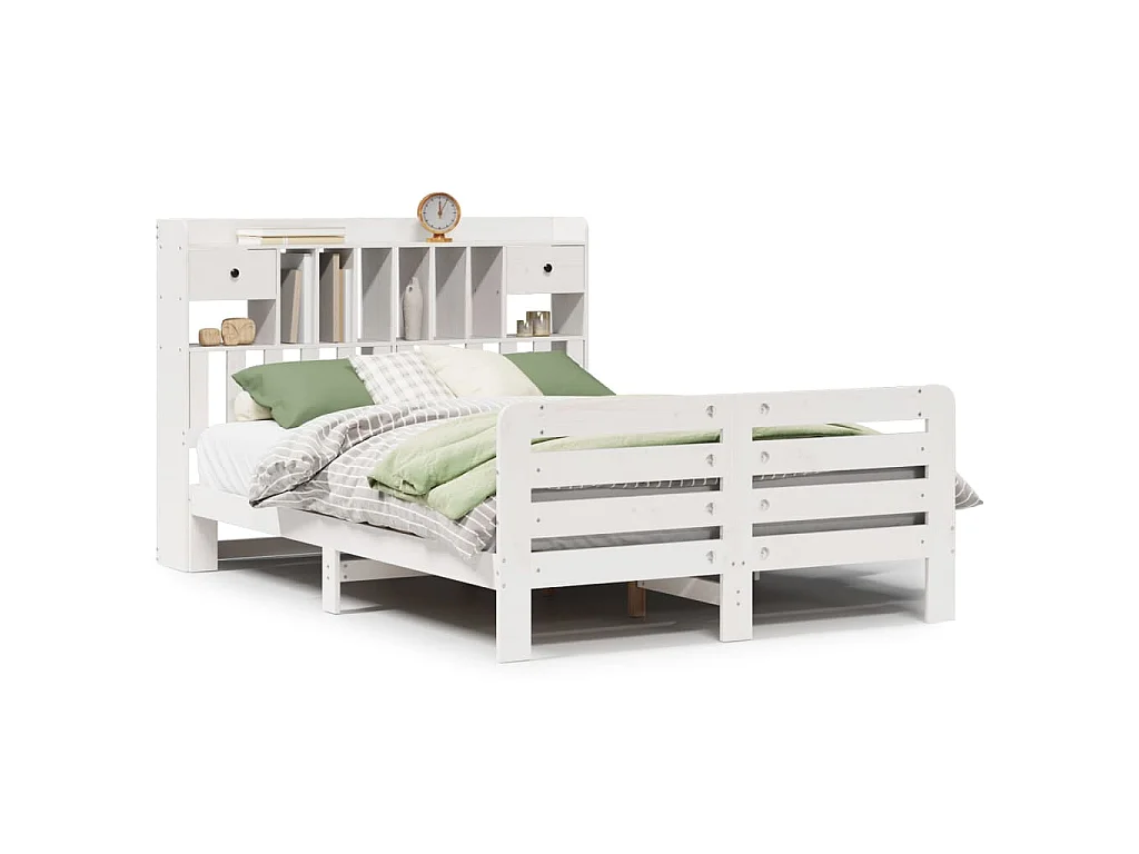 Letto Libreria senza Materasso Bianco 160x200 cm Legno di Pino