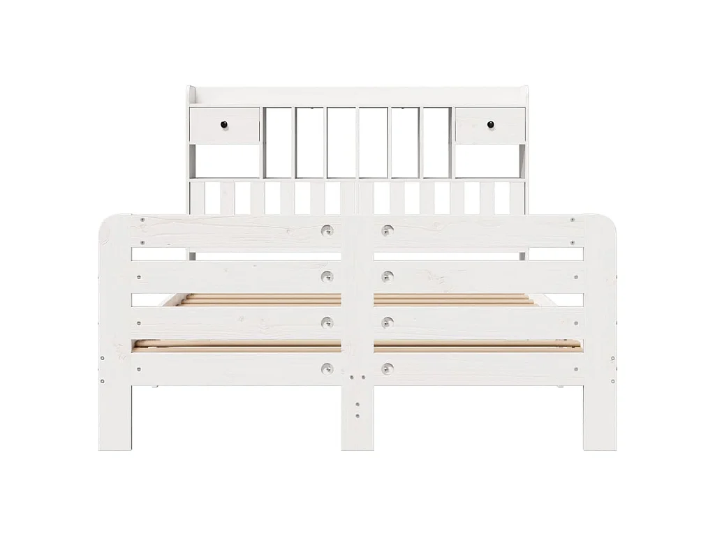 Letto Libreria senza Materasso Bianco 160x200 cm Legno di Pino