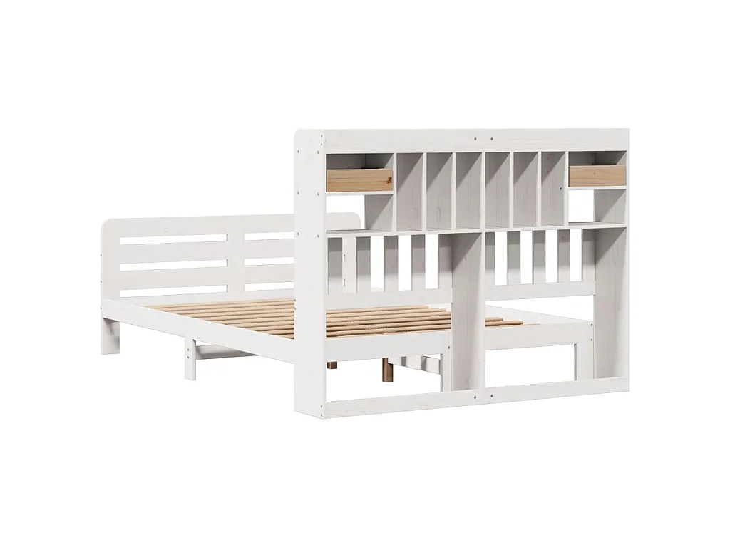 Letto Libreria senza Materasso Bianco 160x200 cm Legno di Pino