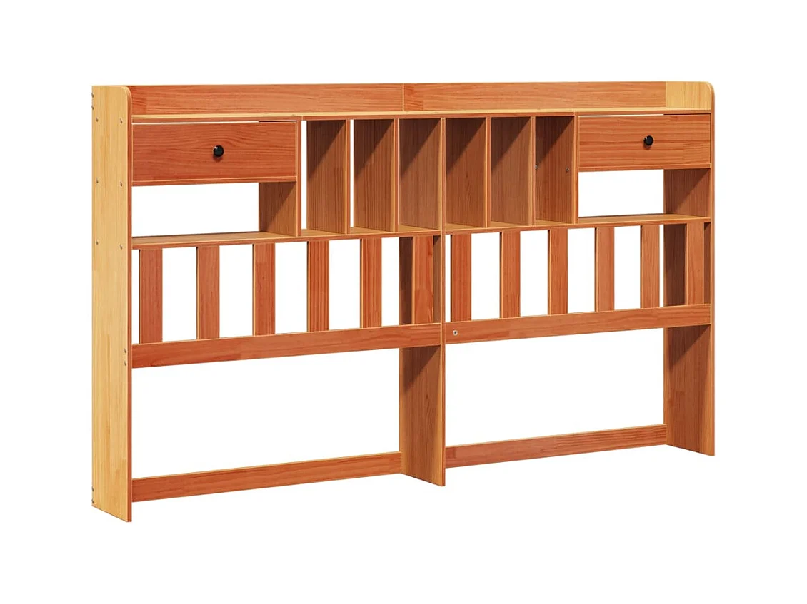 Massivholzbett mit Regal ohne Matratze Wachsbraun 180x200 cm