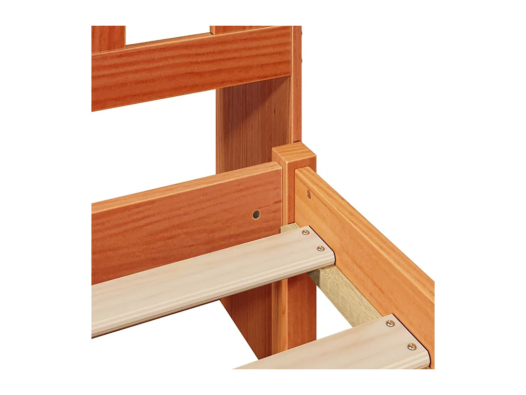 Massivholzbett mit Regal ohne Matratze Wachsbraun 180x200 cm