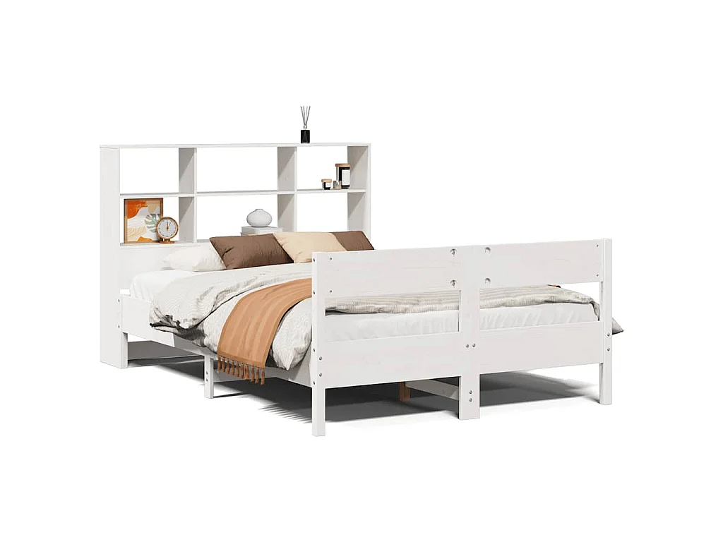 Letto Libreria senza Materasso Bianco 160x200 cm Legno di Pino