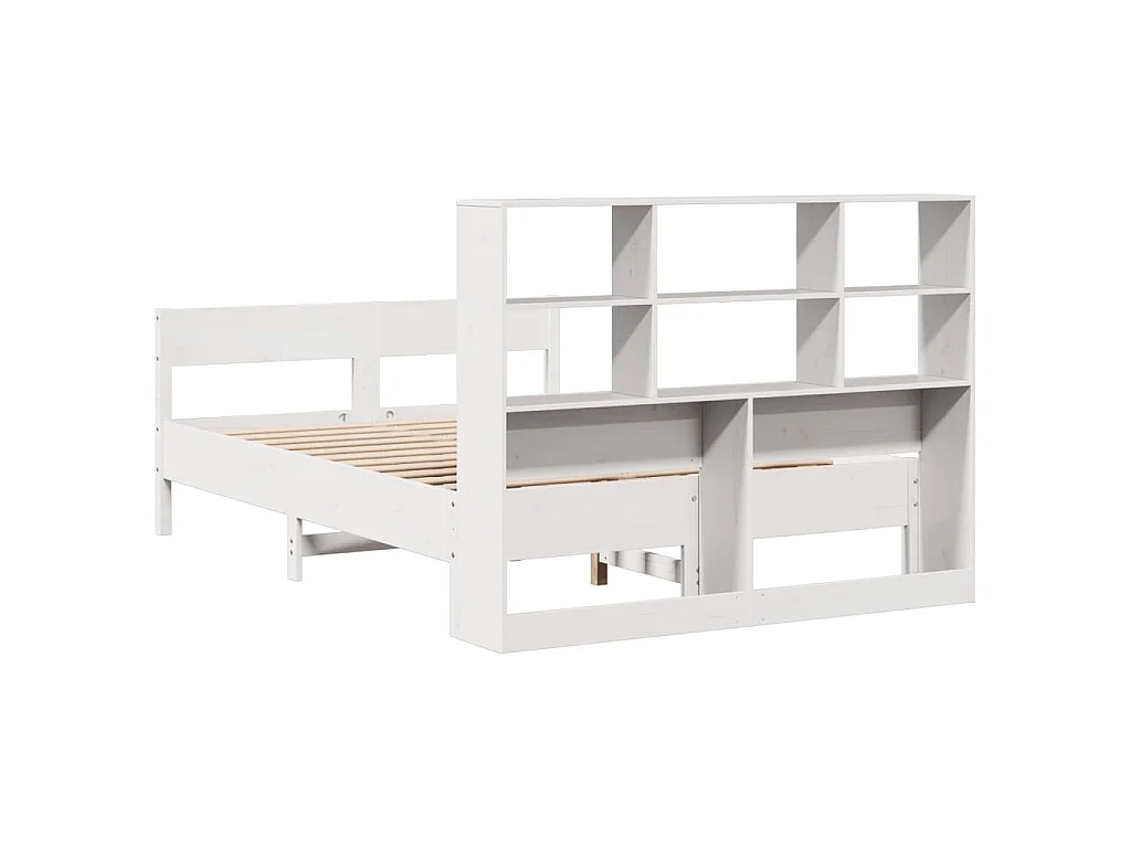 Letto Libreria senza Materasso Bianco 160x200 cm Legno di Pino