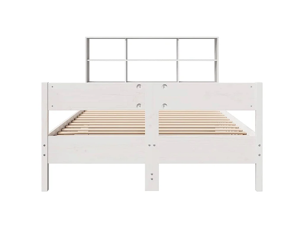 Lit bibliothèque sans matelas blanc 160x200 cm bois pin massif