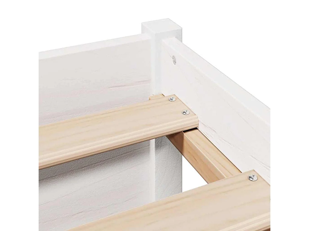 Lit bibliothèque sans matelas blanc 160x200 cm bois pin massif