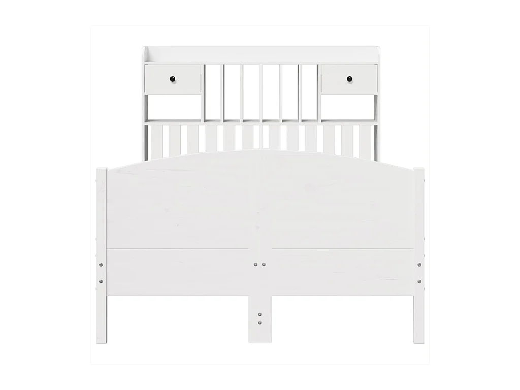 Lit bibliothèque sans matelas blanc 135x190 cm bois pin massif