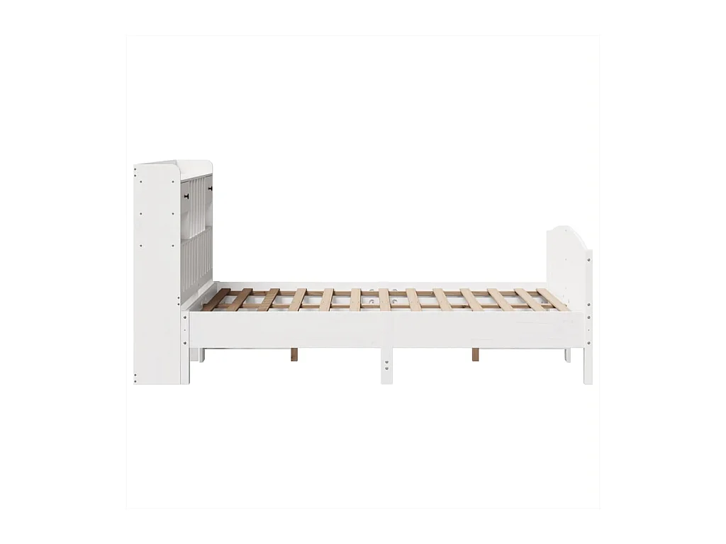 Lit bibliothèque sans matelas blanc 135x190 cm bois pin massif