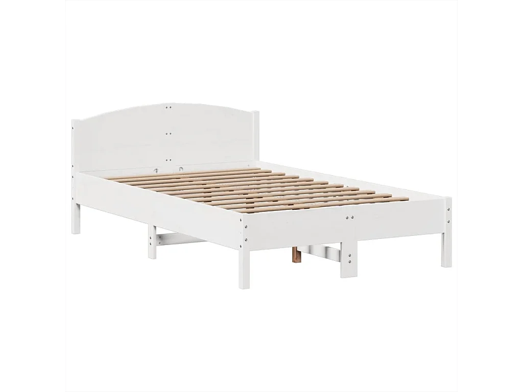 Lit bibliothèque sans matelas blanc 135x190 cm bois pin massif