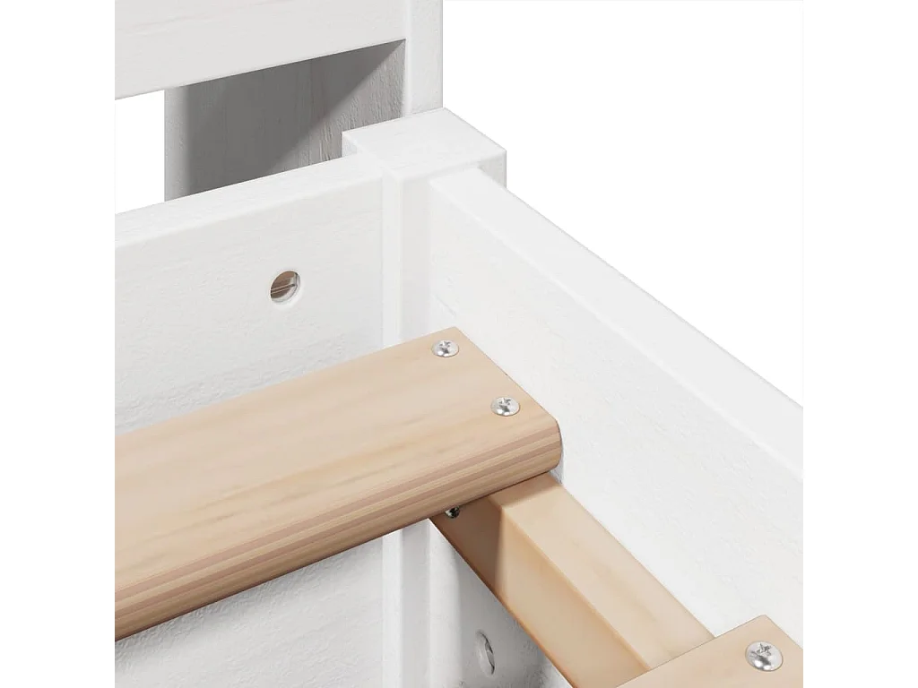 Lit bibliothèque sans matelas blanc 135x190 cm bois pin massif