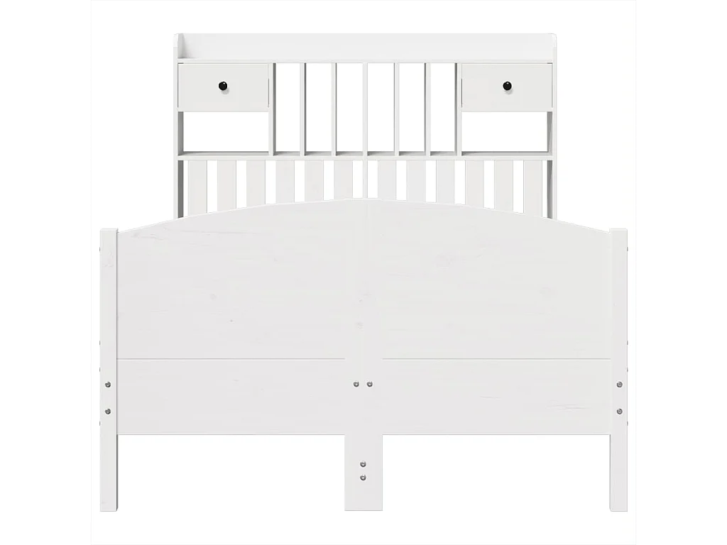 Lit bibliothèque sans matelas blanc 135x190 cm bois pin massif