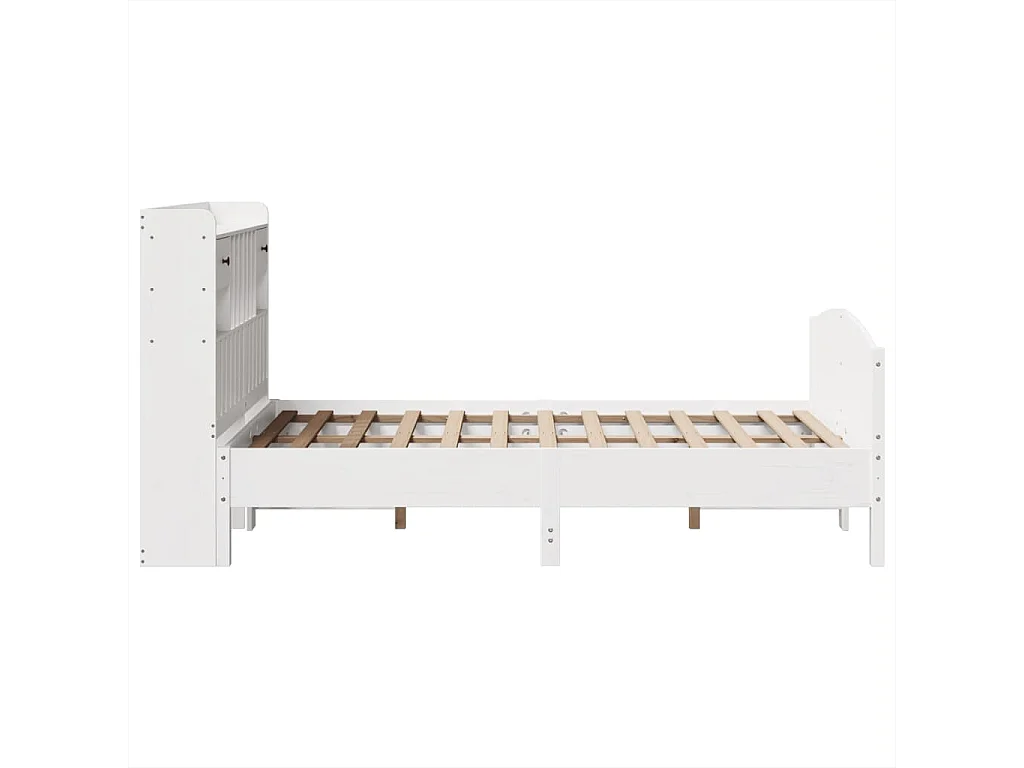 Lit bibliothèque sans matelas blanc 135x190 cm bois pin massif