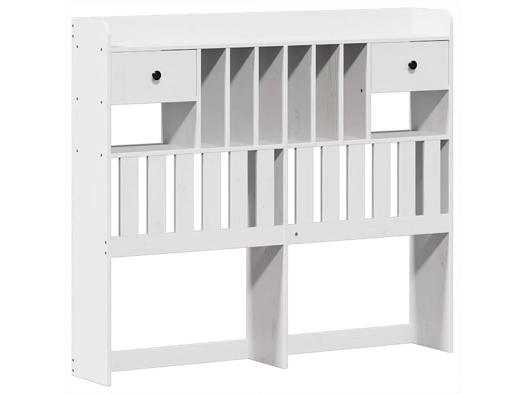 Lit bibliothèque sans matelas blanc 135x190 cm bois pin massif