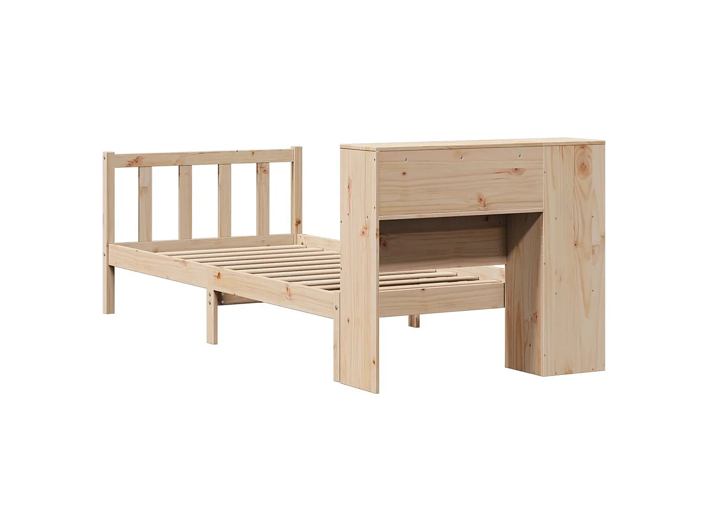 Bed met boekenkast zonder matras massief grenenhout 75x190 cm