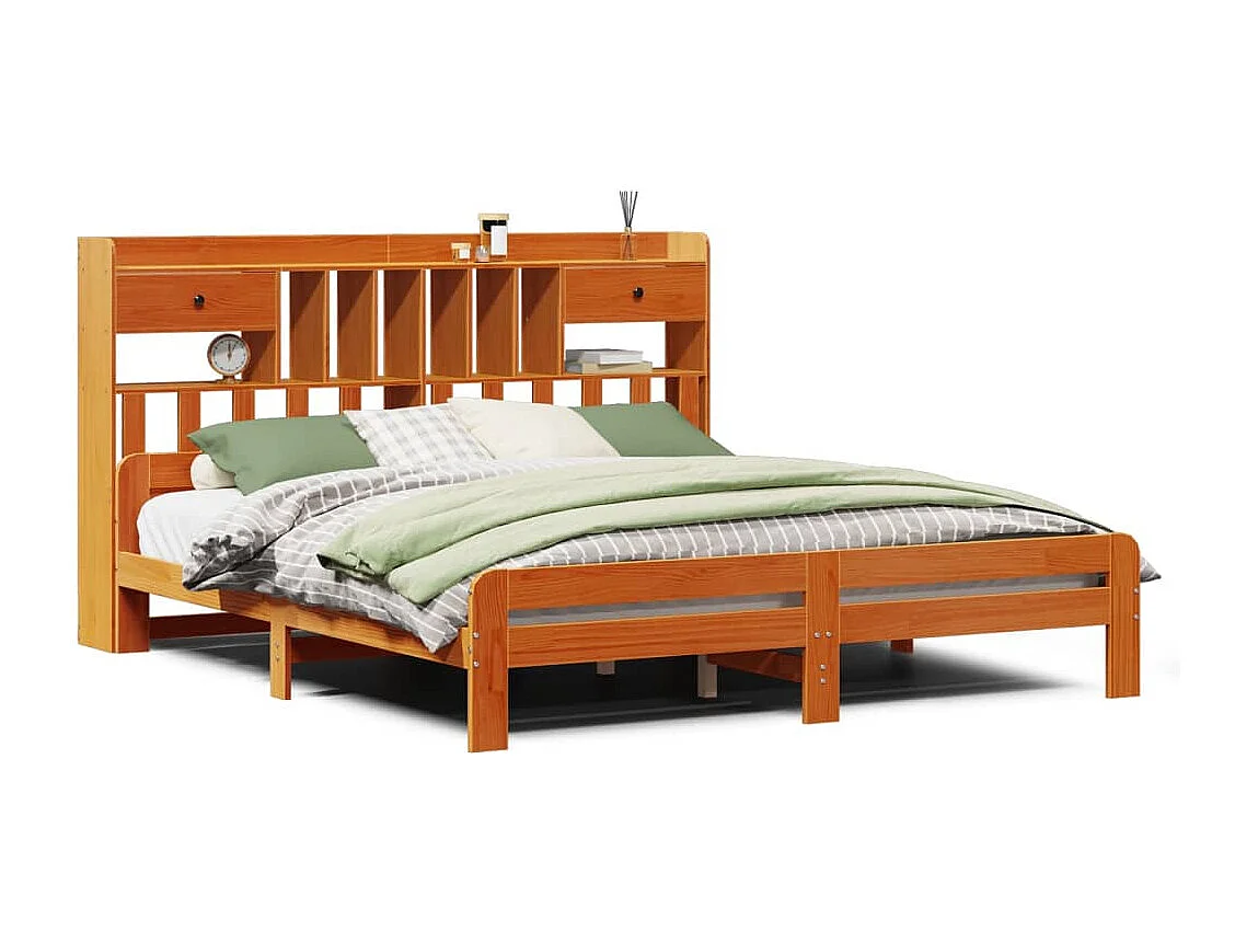 Cama com estante sem colchão 180x200 cm pinho maciço