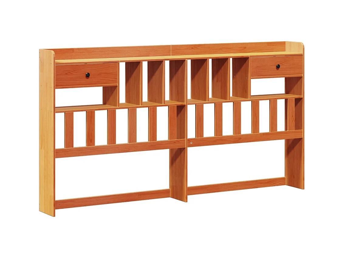 Lit bibliothèque sans matelas cire marron 200x200 cm pin massif