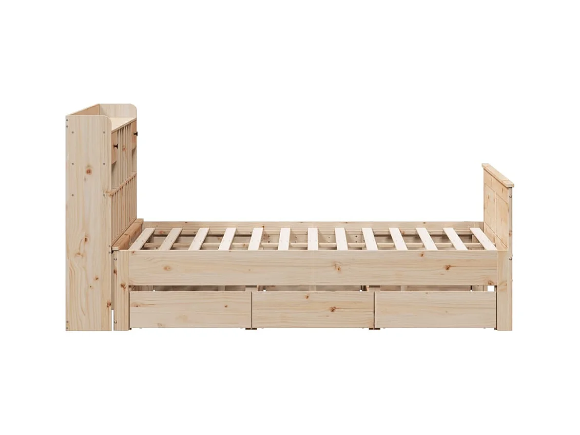 Lit bibliothèque sans matelas 140x190 cm bois de pin massif