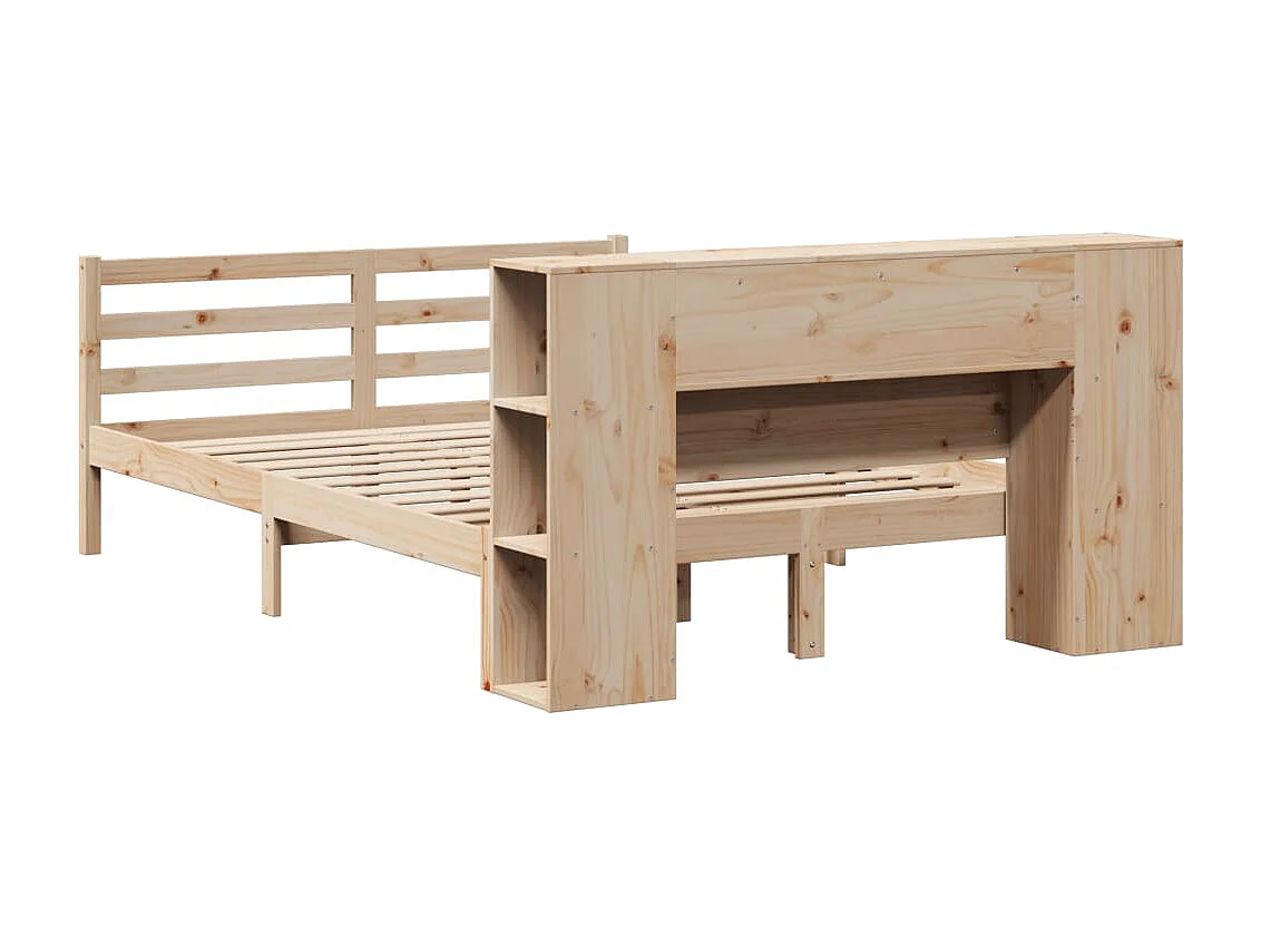 Lit bibliothèque sans matelas 140x190 cm bois de pin massif