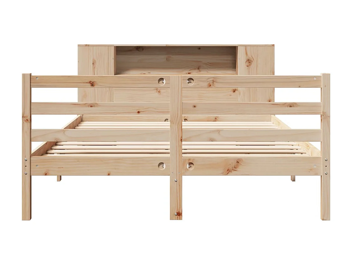 Letto Libreria senza Materasso 140x190 cm in Legno di Pino