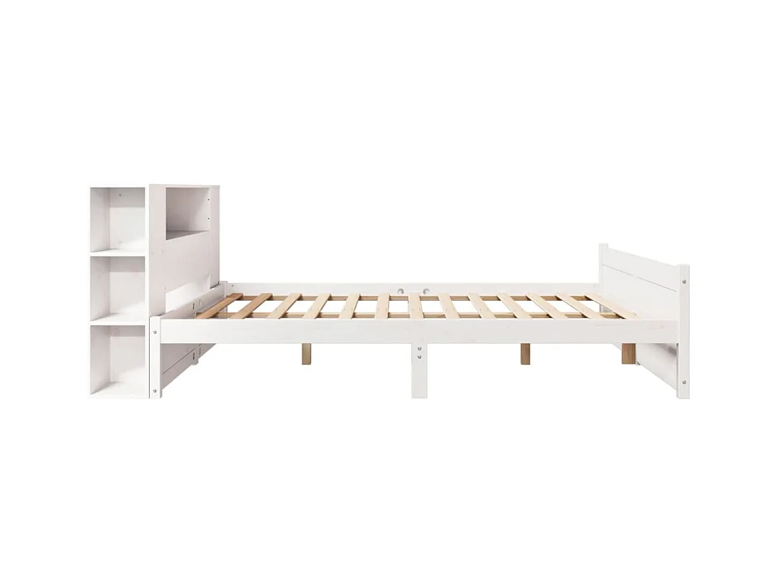 Lit bibliothèque sans matelas blanc 140x200 cm bois pin massif