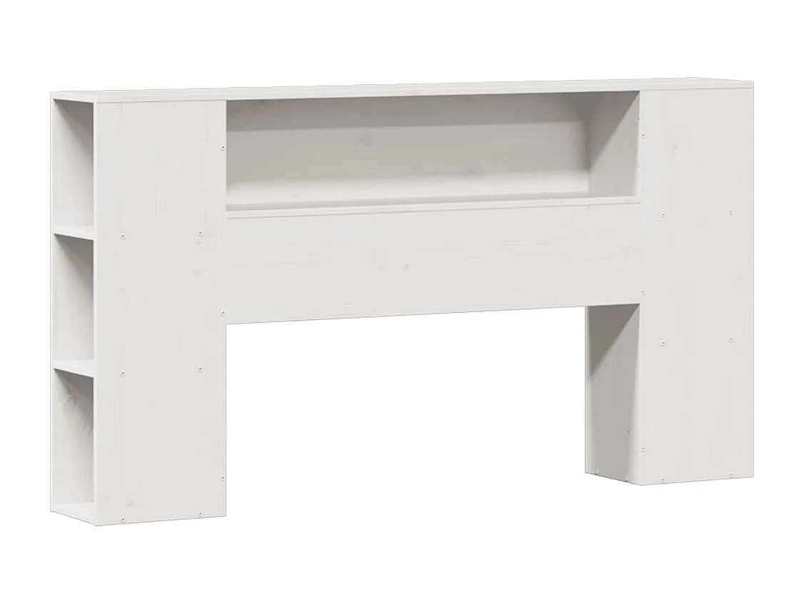 Cama con estantería sin colchón madera maciza blanca 140x200 cm