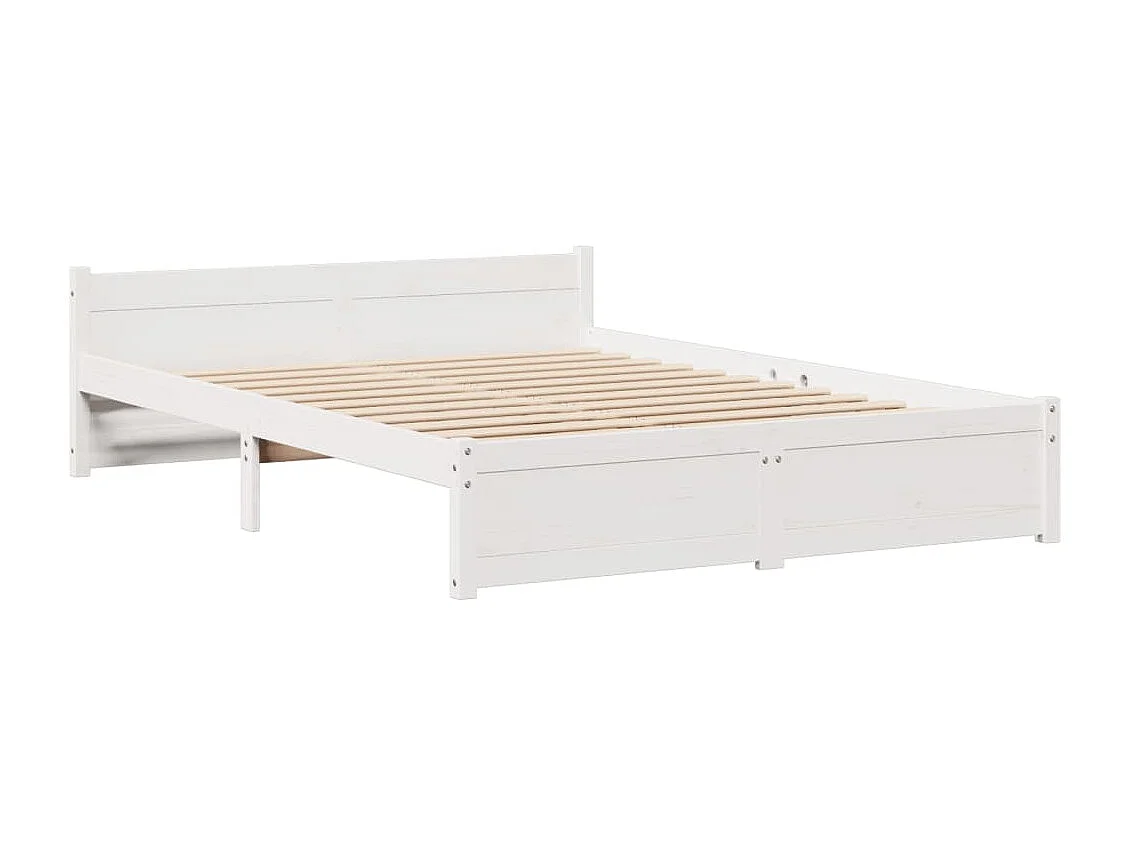 Cama con estantería sin colchón madera maciza blanca 140x200 cm