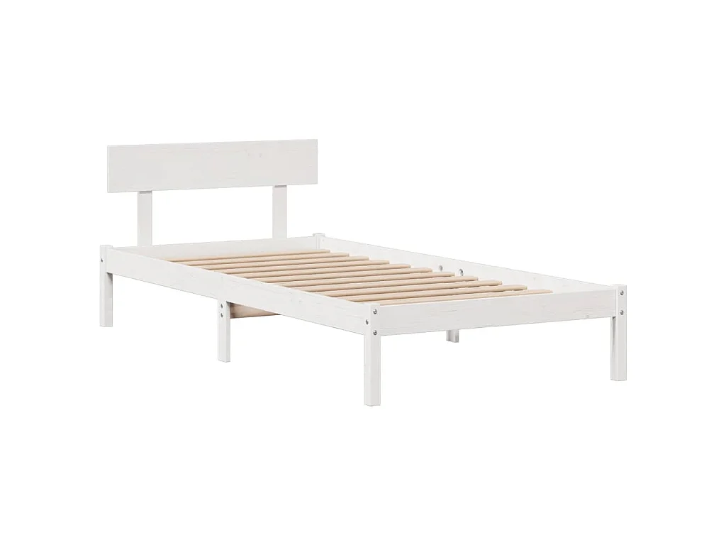 Massivholzbett mit Regal ohne Matratze Weiß 75x190 cm Kiefer