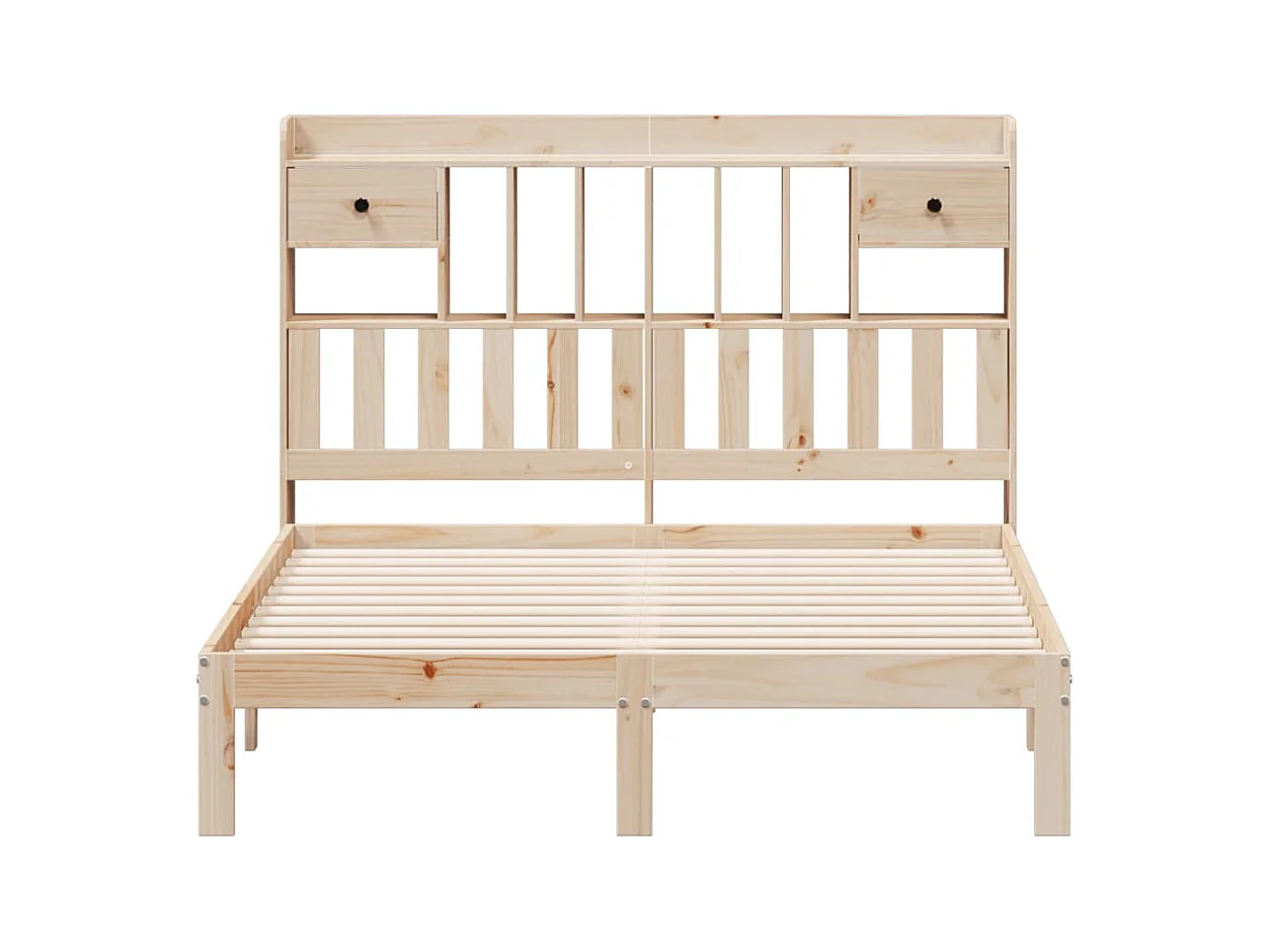 Lit bibliothèque sans matelas 150x200 cm bois massif de pin