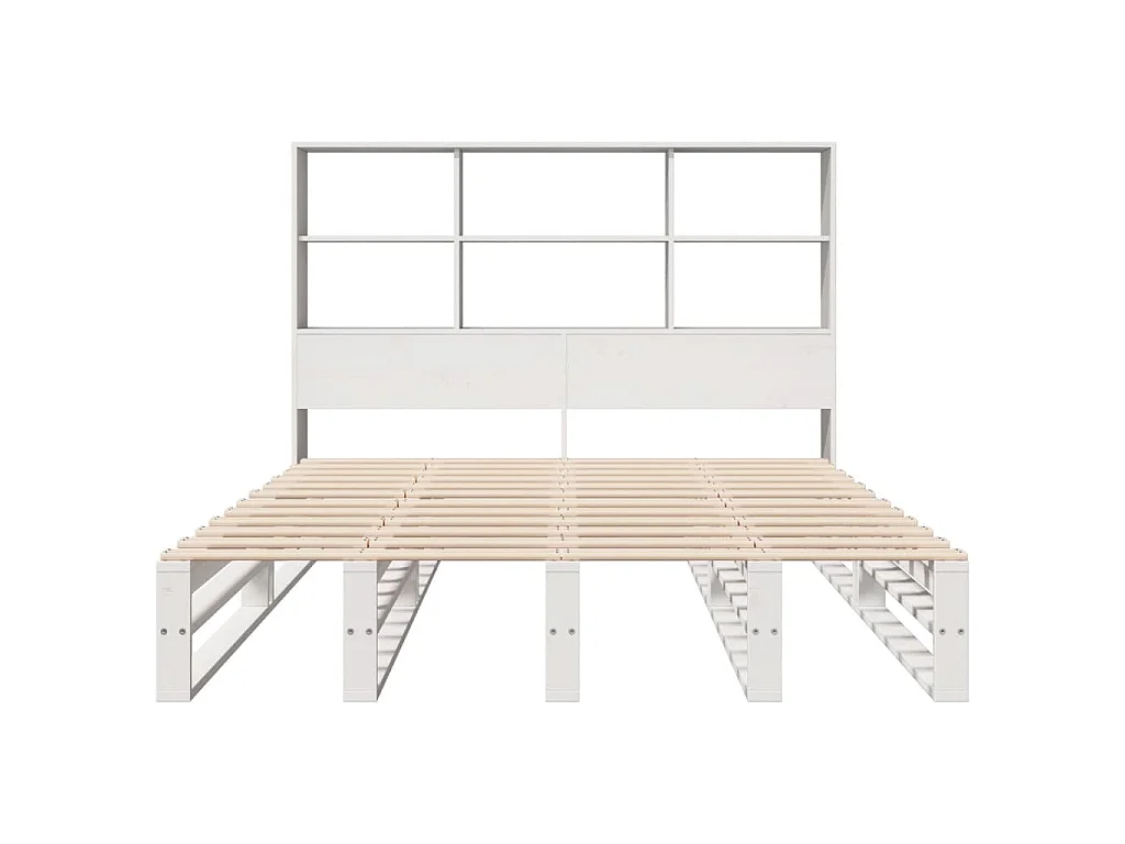 Letto Libreria senza Materasso Bianco 160x200 cm Legno Massello