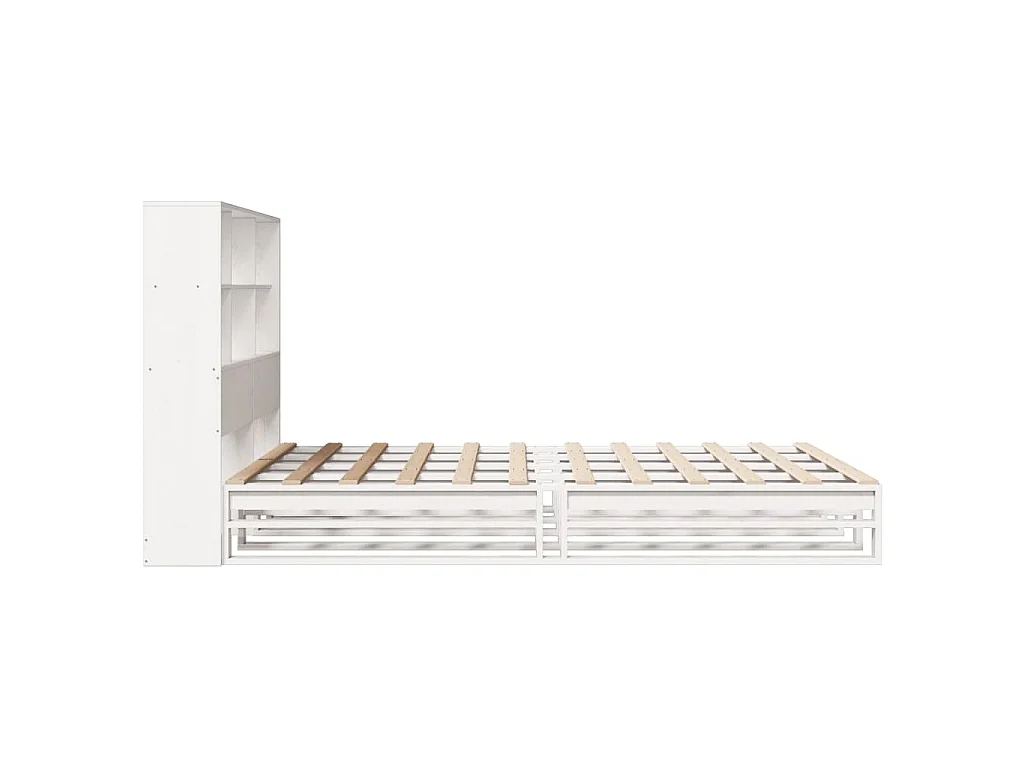 Letto Libreria senza Materasso Bianco 160x200 cm Legno Massello