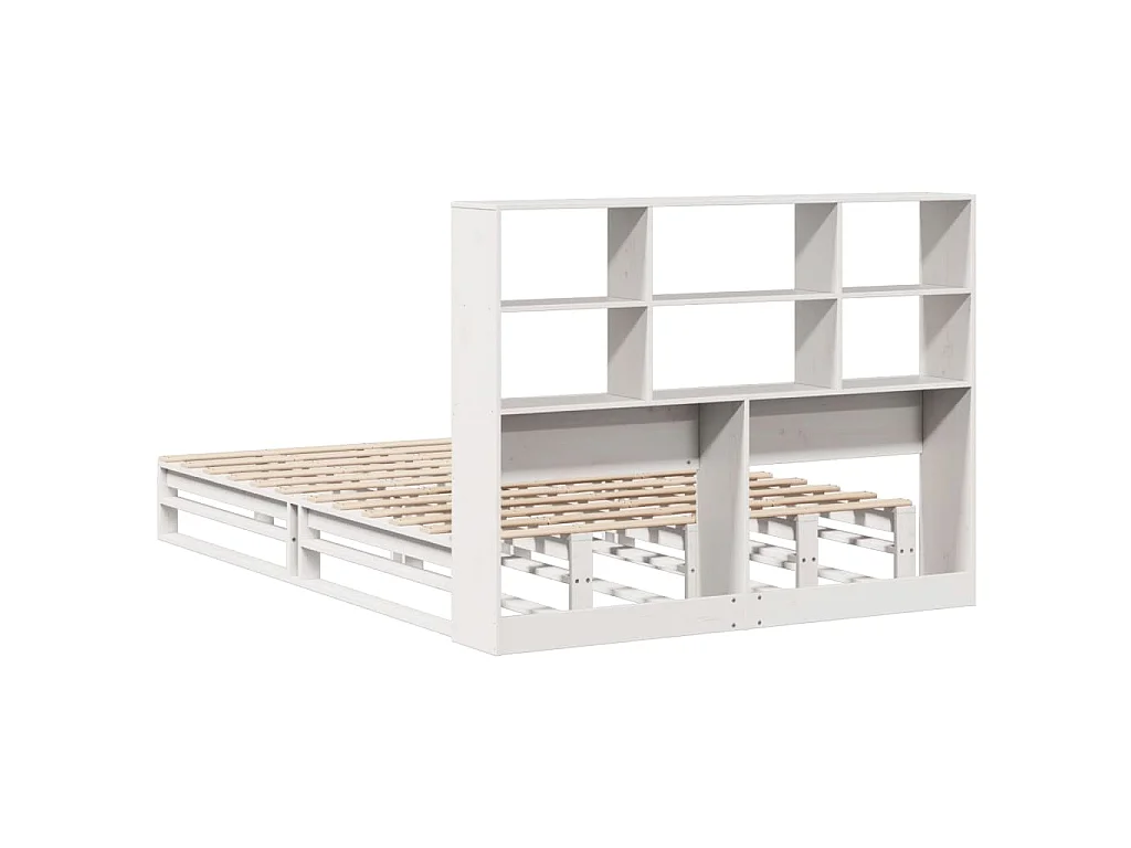 Letto Libreria senza Materasso Bianco 160x200 cm Legno Massello