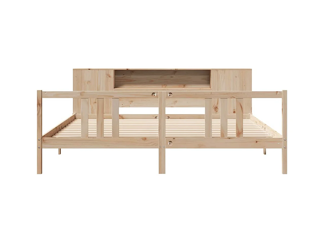 Lit bibliothèque sans matelas 200x200 cm bois massif de pin