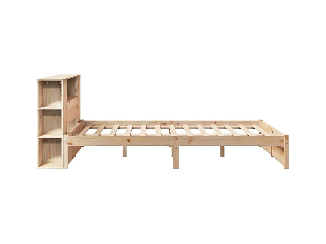 Lit bibliothèque sans matelas 140x190 cm bois de pin massif