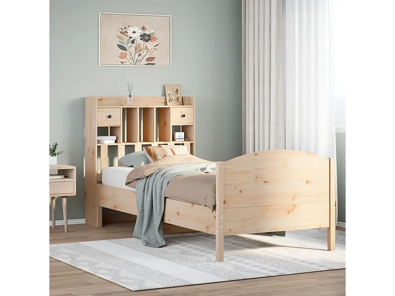 Letto Libreria senza Materasso 90x200 cm Legno Massello Pino