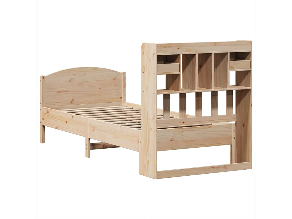 Letto Libreria senza Materasso 90x200 cm Legno Massello Pino
