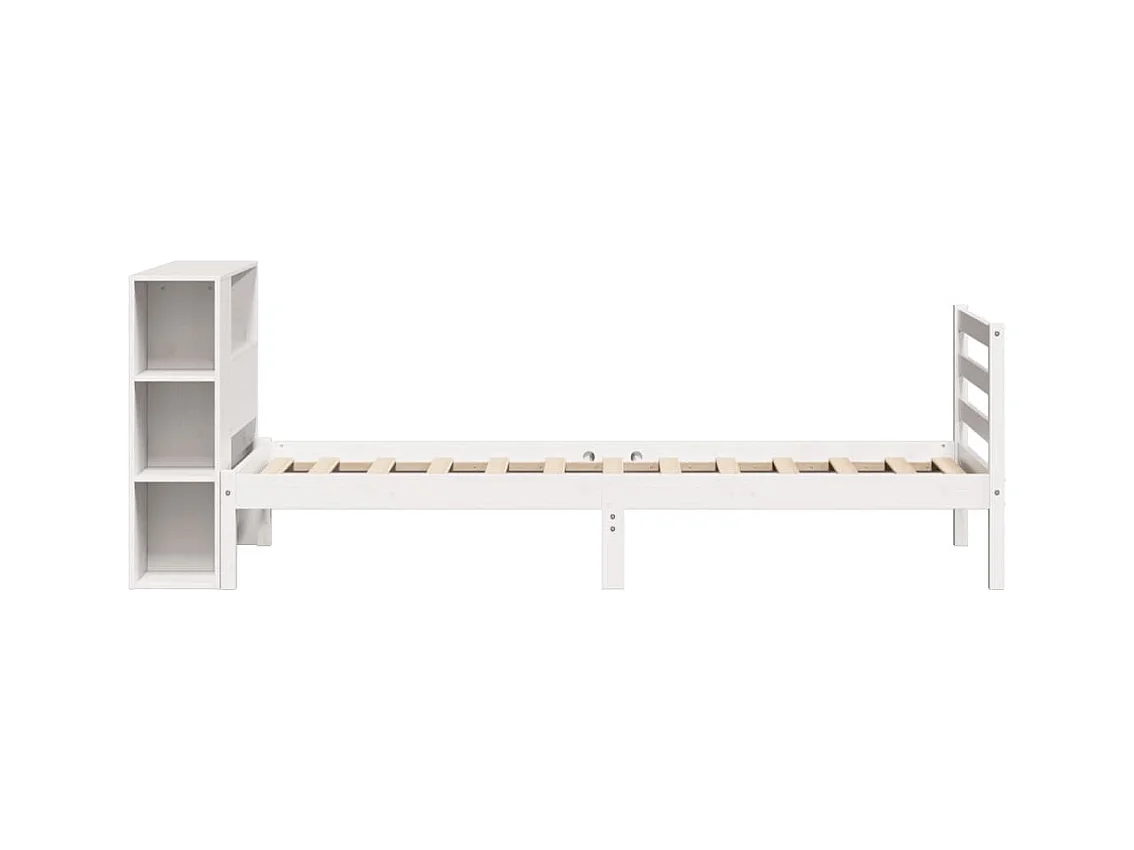 Lit bibliothèque sans matelas blanc 100x200 cm bois pin massif