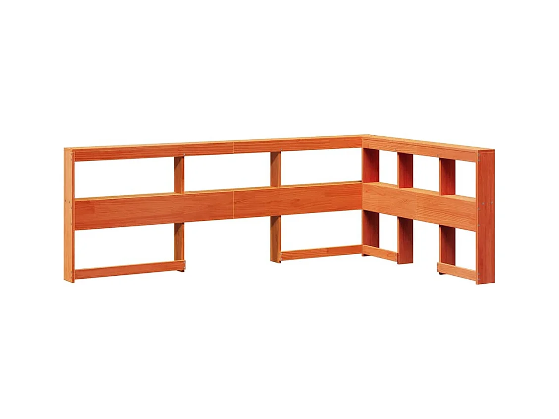 Massivholzbett mit Regal ohne Matratze Wachsbraun 135x190 cm