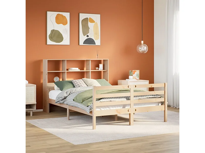 Massivholzbett mit Regal ohne Matratze 150x200 cm Kiefernholz