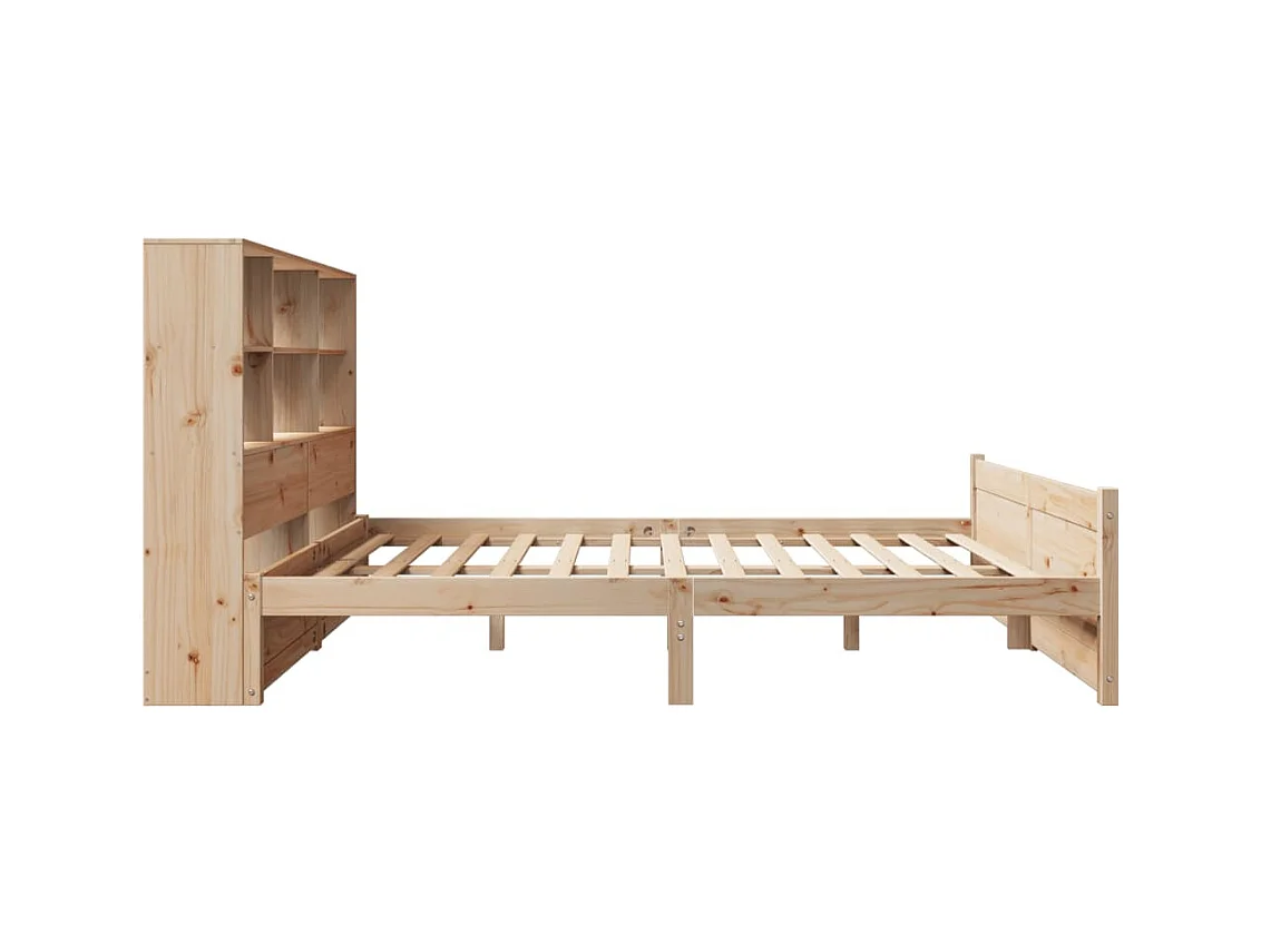 Lit bibliothèque sans matelas 140x190 cm bois de pin massif
