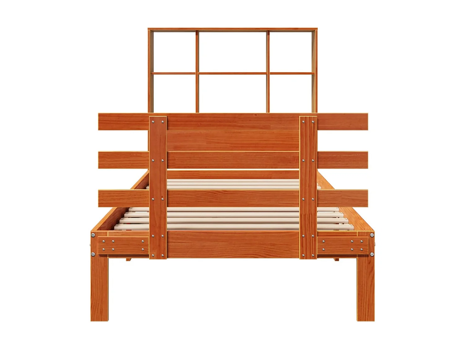 Lit bibliothèque sans matelas cire marron 75x190 cm pin massif