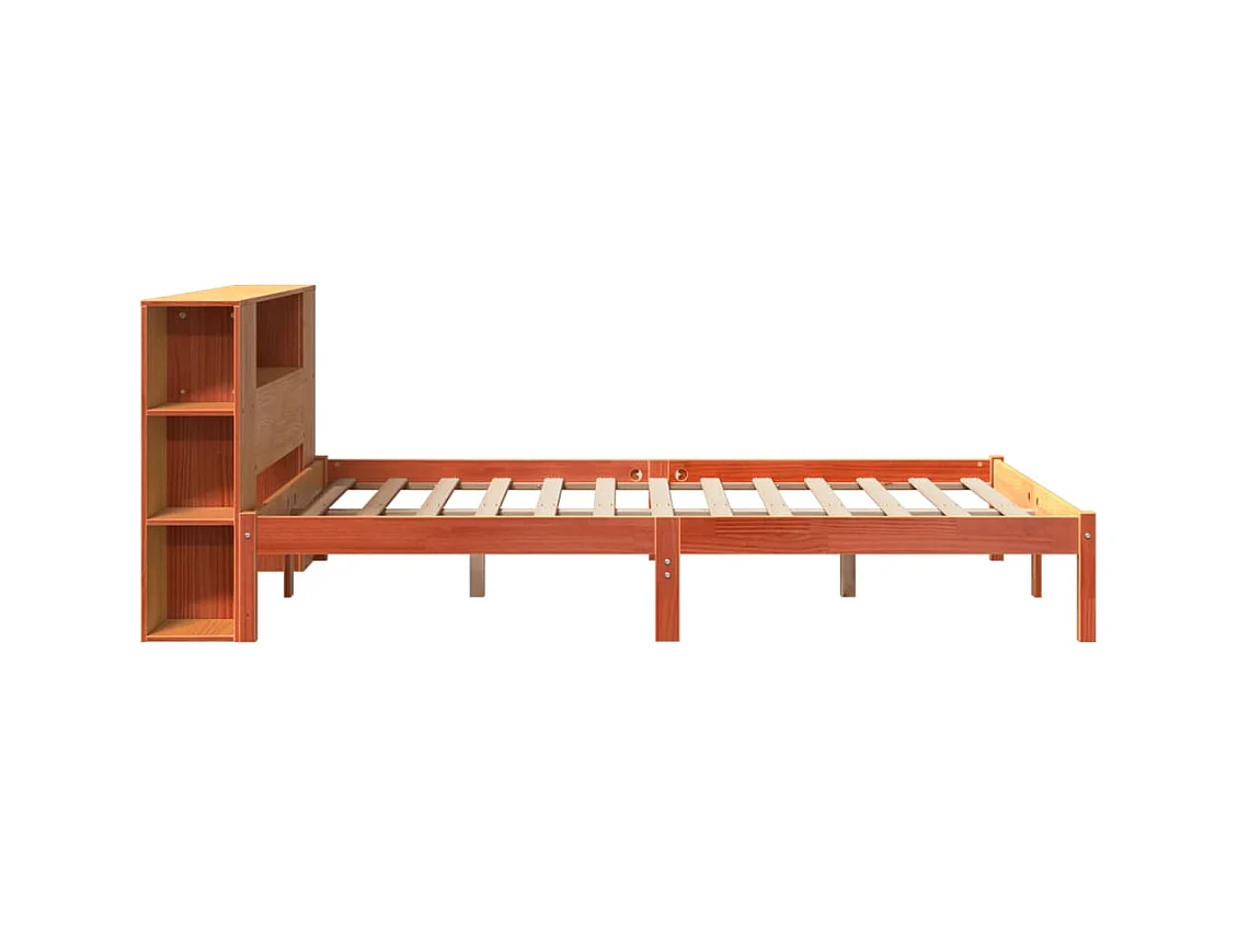 Lit bibliothèque sans matelas cire marron 120x200 cm pin massif