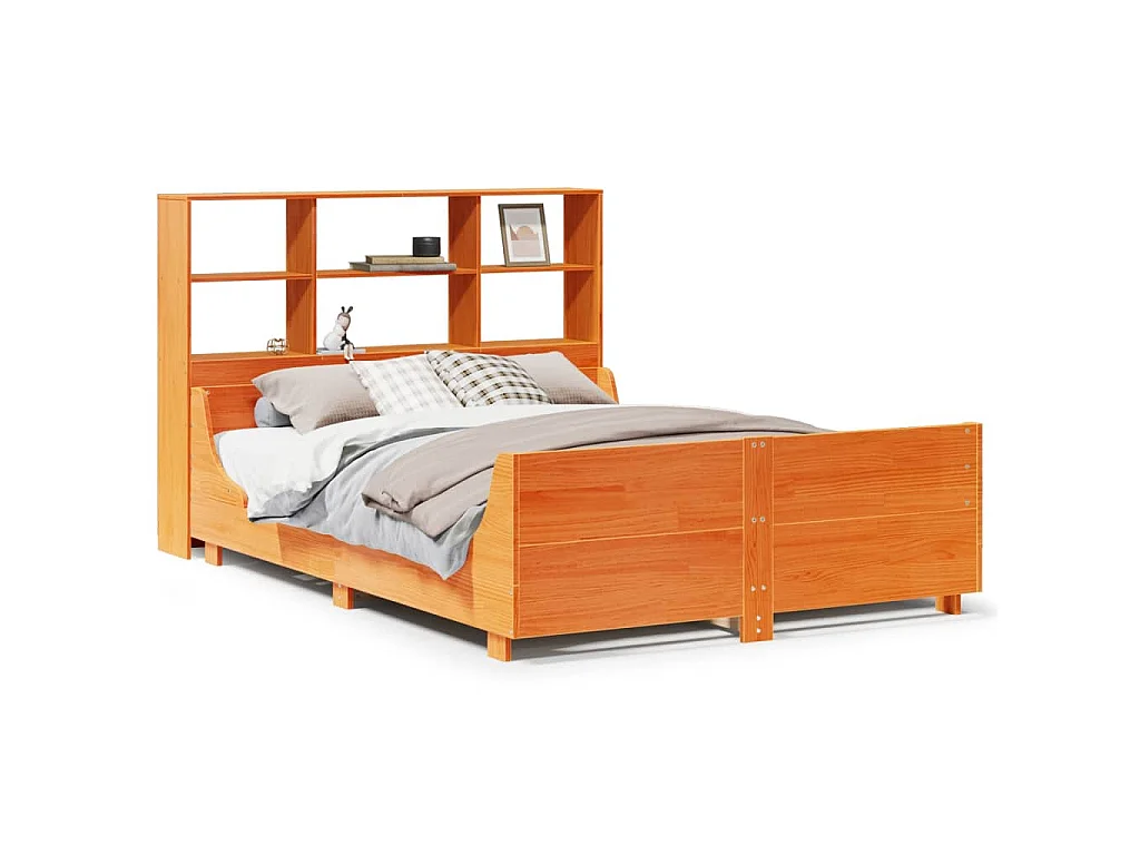 Letto Libreria senza Materasso Marrone Cera 150x200 cm Legno
