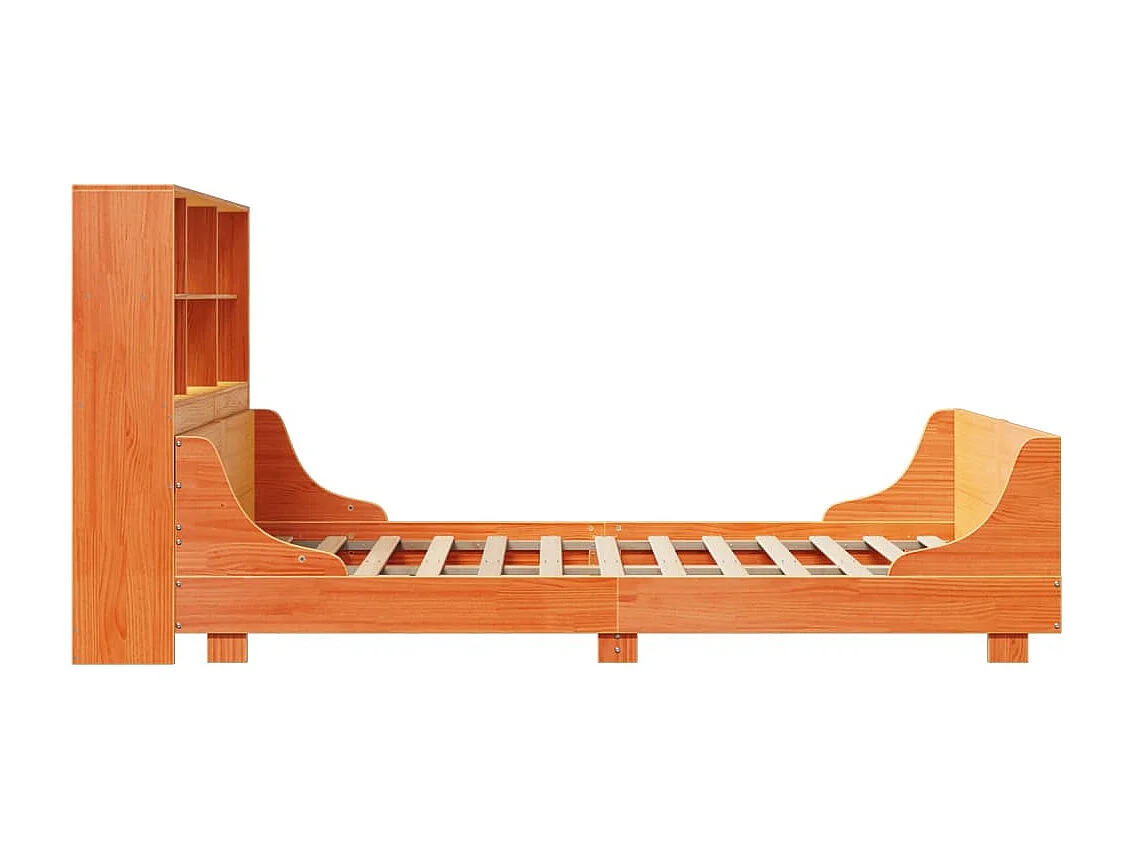 Letto Libreria senza Materasso Marrone Cera 150x200 cm Legno