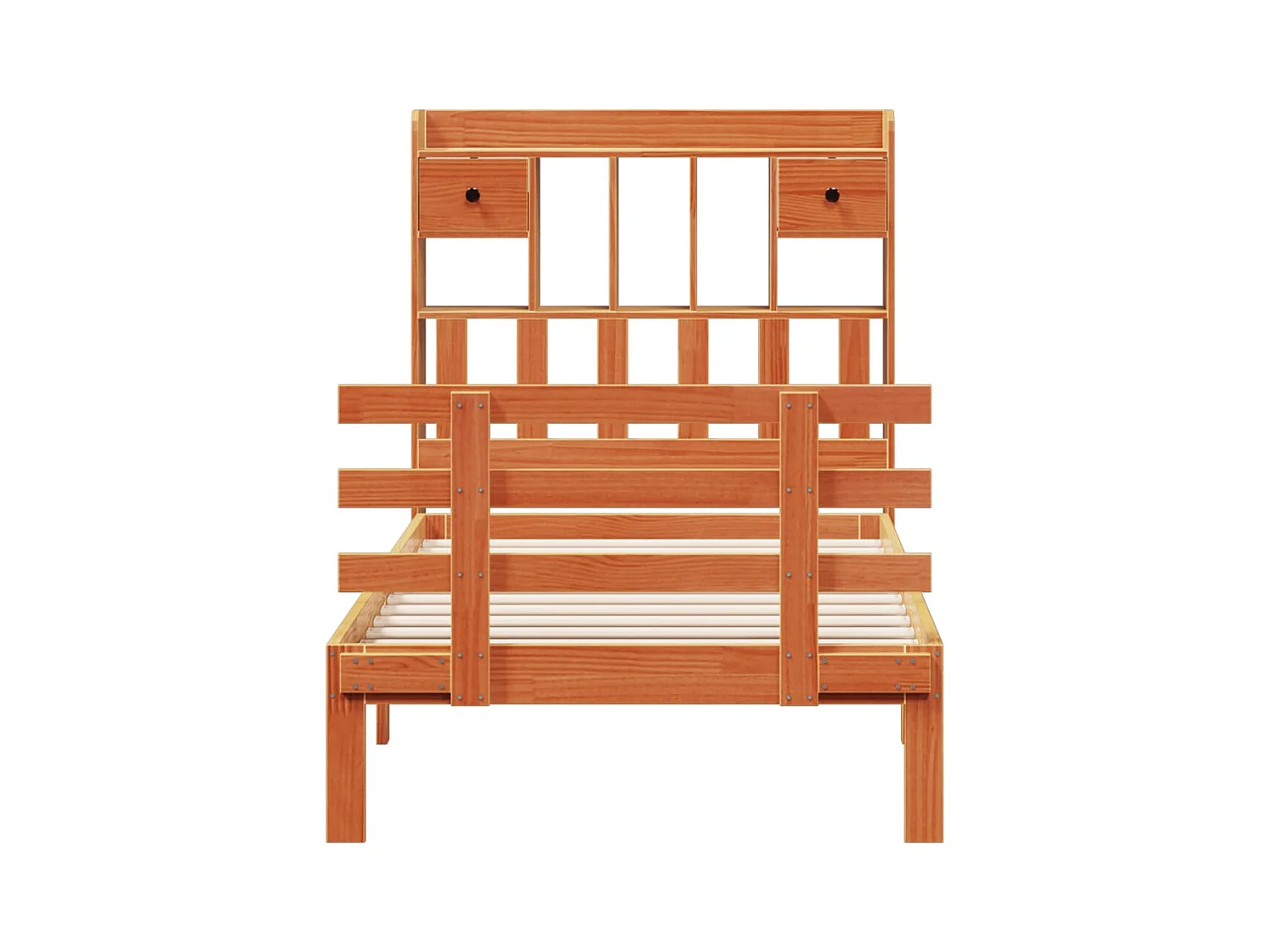 Lit bibliothèque sans matelas cire marron 75x190 cm pin massif
