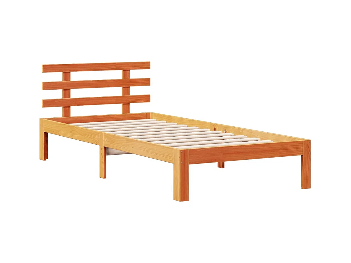 Lit bibliothèque sans matelas cire marron 75x190 cm pin massif