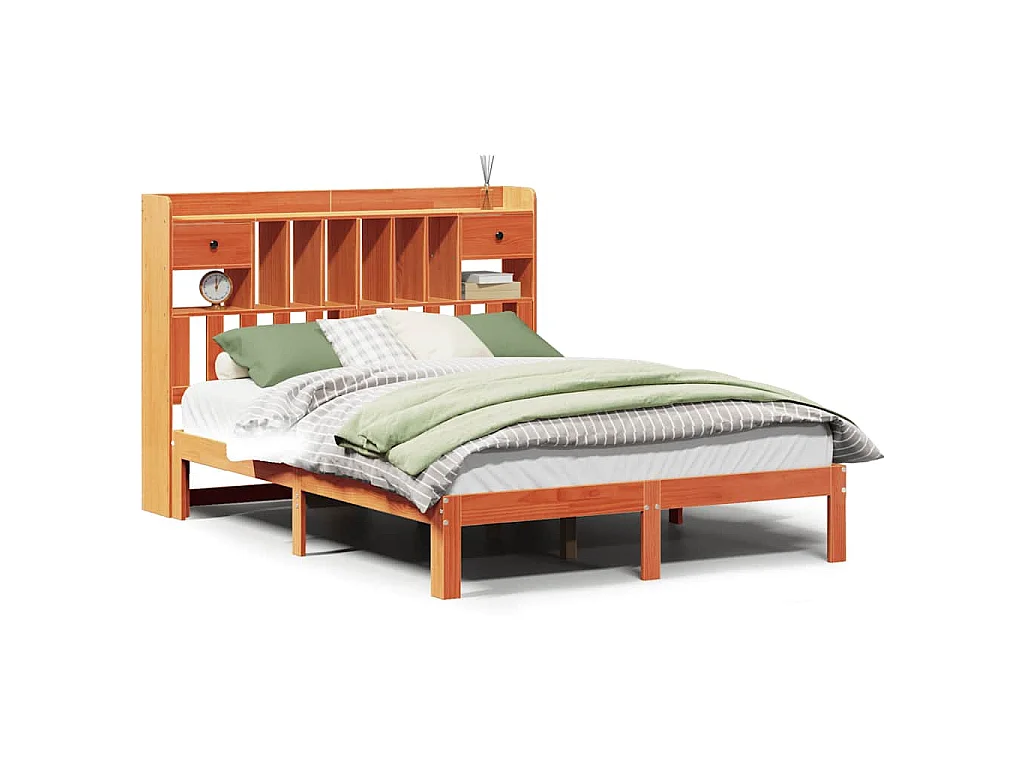 Cama com estante sem colchão 135x190 cm pinho maciço