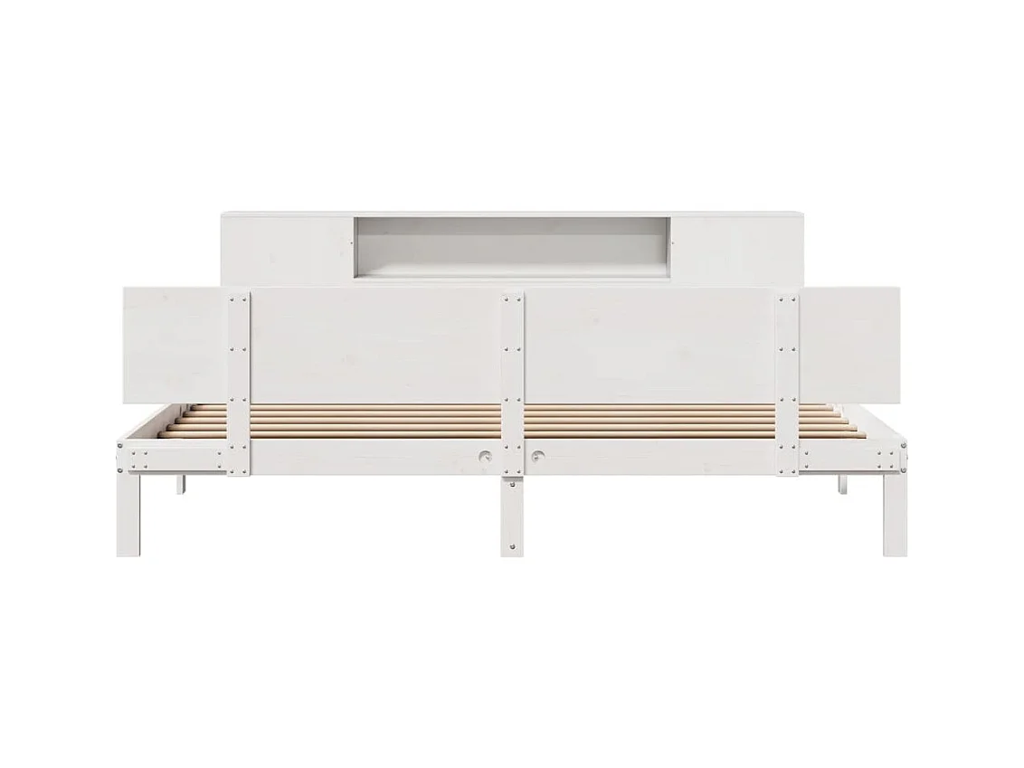Lit bibliothèque sans matelas blanc 180x200 cm bois pin massif