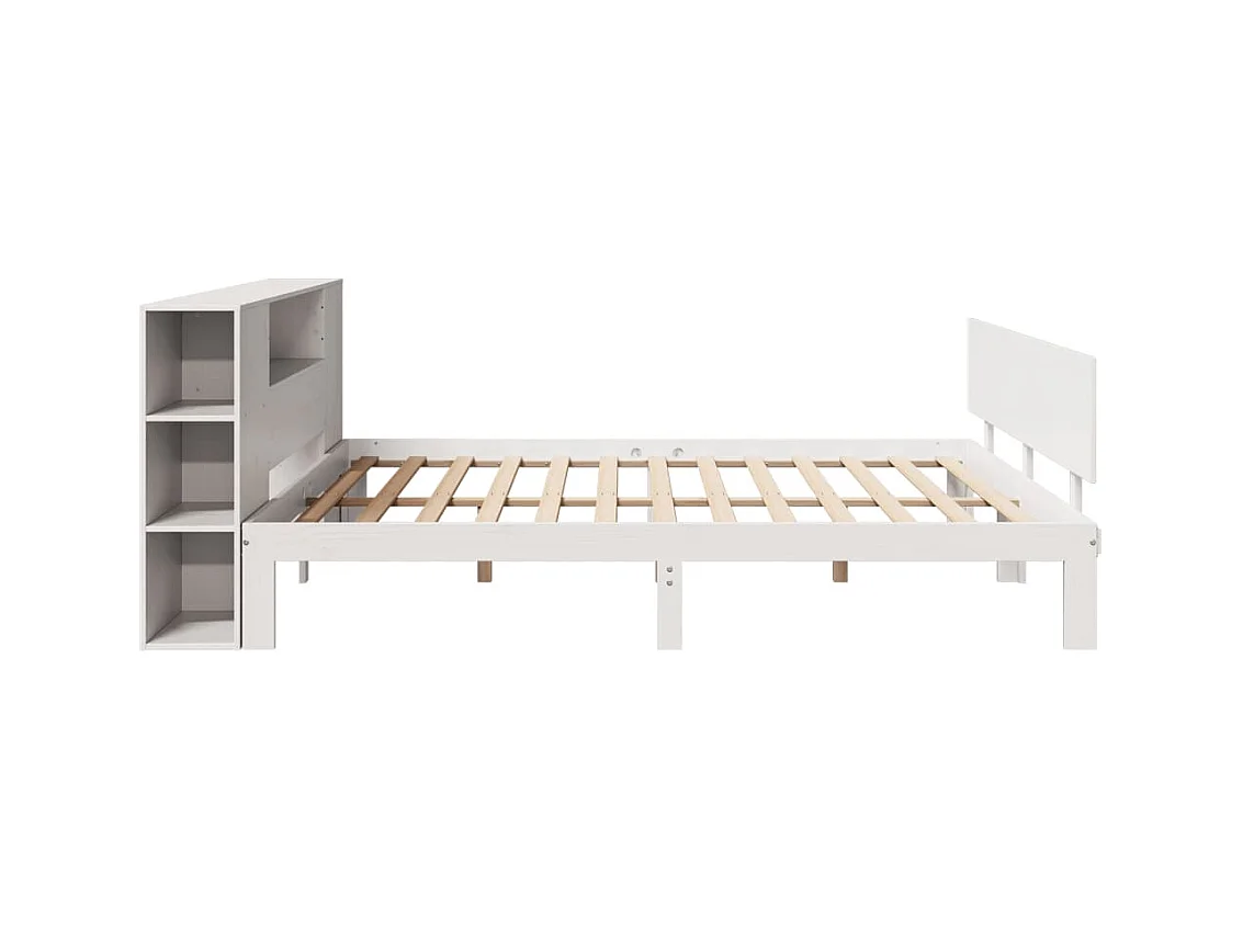 Lit bibliothèque sans matelas blanc 180x200 cm bois pin massif