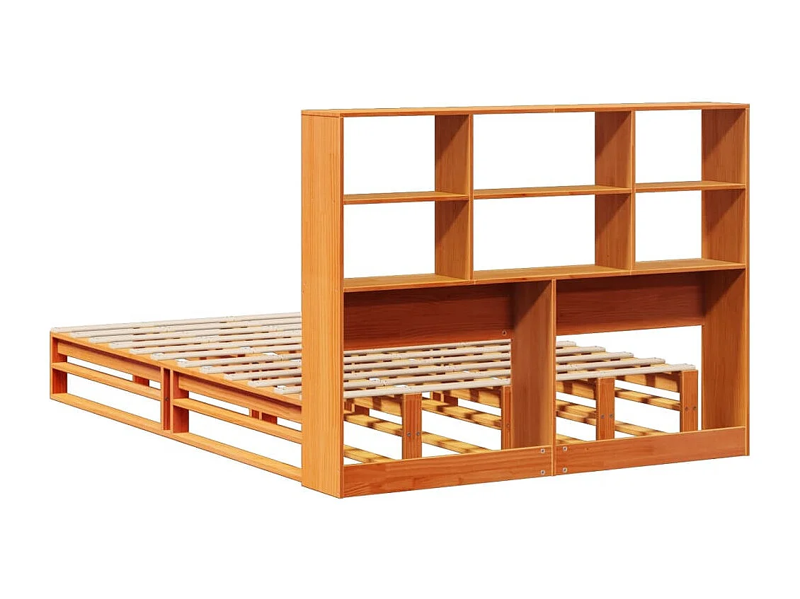 Bed met boekenkast zonder matras hout wasbruin 140x200 cm