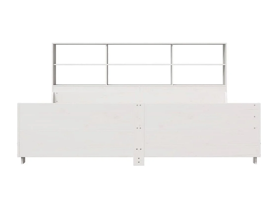 Lit bibliothèque sans matelas blanc 200x200 cm bois massif