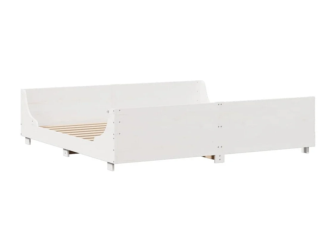 Lit bibliothèque sans matelas blanc 200x200 cm bois massif
